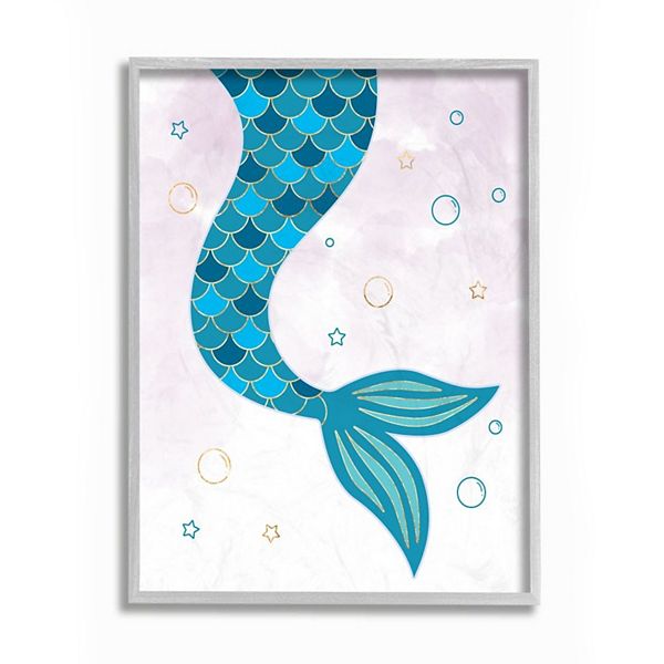 Stupell Home Decor Nautical Mermaid Scale Tail Sea Water Bubbles Wall Art