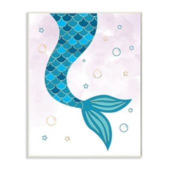 Stupell Home Decor Nautical Mermaid Scale Tail Sea Water Bubbles Wall Art