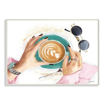Stupell Home Decor Glam Latte Art Women's Fashion Accessories Coffee Wall Art