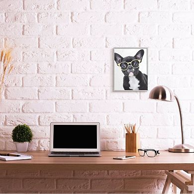 Stupell Home Decor Sophisticated Puppy Dog French Bulldog Glasses Wall Art