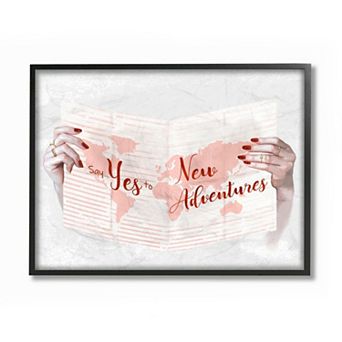 Stupell Home Decor Say Yes to New Adventures Red Text Travel Sentiments Wall Art