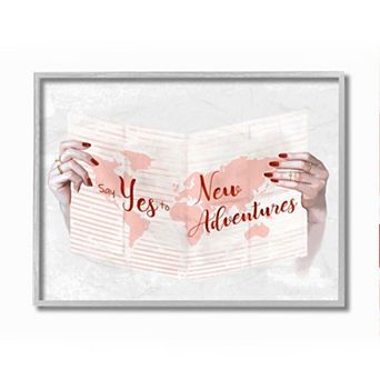 Stupell Home Decor Say Yes to New Adventures Red Text Travel Sentiments Wall Art