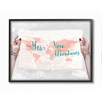 Stupell Home Decor Travel Sentiments Say Yes to New Adventures Blue Text Wall Art