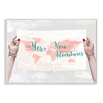 Stupell Home Decor Travel Sentiments Say Yes to New Adventures Blue Text Wall Art