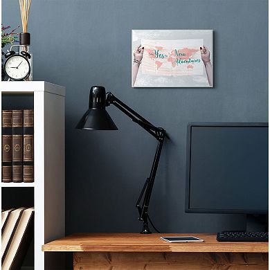 Stupell Home Decor Travel Sentiments Say Yes to New Adventures Blue Text Wall Art