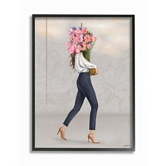 Stupell Home Decor Woman's Figure Metro Fashion Floral Bouquet Glamour Wall Art