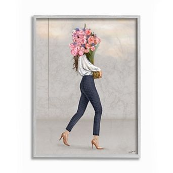 Stupell Home Decor Woman's Figure Metro Fashion Floral Bouquet Glamour Wall Art