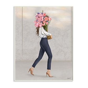 Stupell Home Decor Woman's Figure Metro Fashion Floral Bouquet Glamour Wall Art