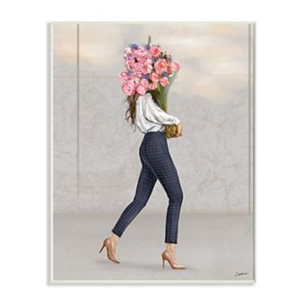 Stupell Home Decor Woman's Figure Metro Fashion Floral Bouquet Glamour Wall Art