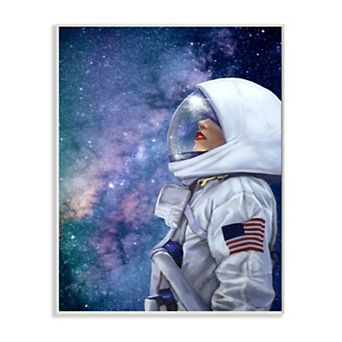 Stupell Home Decor Outer Space Astronaut Female Astronaut Lipstick Detail Plaque Wall Art