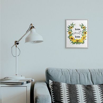 Stupell Home Decor Charming Home Sweet Home Sign Sunflower Wreath Wall Art