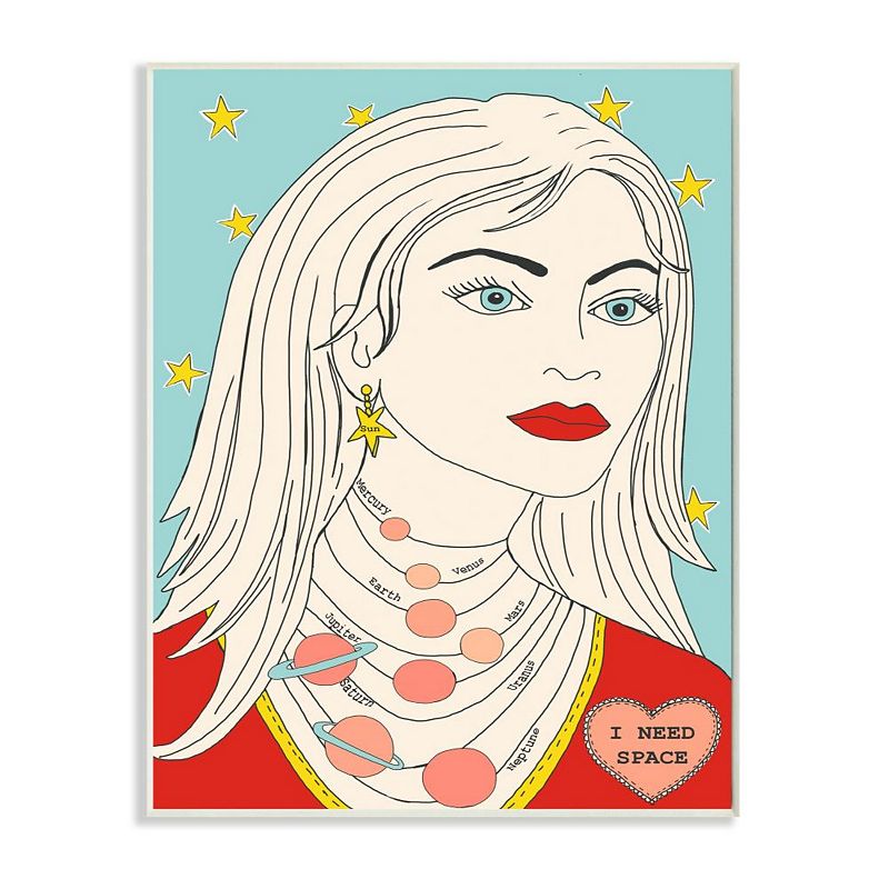 Stupell Home Decor Women's Fashion Accessory Portrait Space Theme Jewelry Wall Art, Green