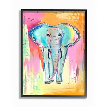 Stupell Home Decor Colorful Elephant with Abstract Pastel Background Wall Art