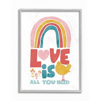 Stupell Home Decor Whimsical Kid's Rainbow Love Is All You Need Quote Wall Art