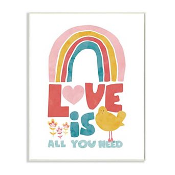 Stupell Home Decor Whimsical Kid's Rainbow Love Is All You Need Quote Plaque Wall Art