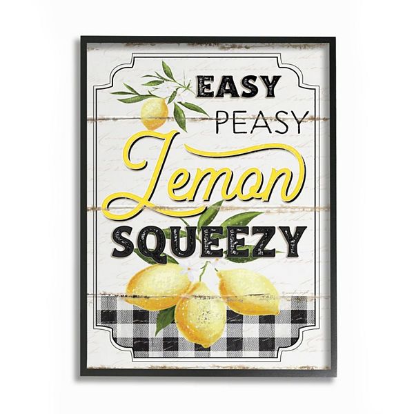 NITYNP Easy Peasy Lemon Squeezy wooden Framed Block Lemon Saying Sign Home Decor 6x6
