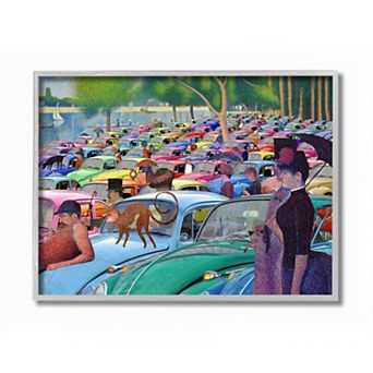 Stupell Home Decor Walk in the Car Park Traditional Painting Parody Frame Wall Art