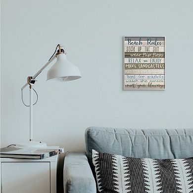 Stupell Home Decor Nautical Fun Beach Rules List Rustic Boardwalk Sign Wall Art