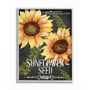 Stupell Home Decor Floral Sunflower Seed Vintage Catalog Design Wall Art