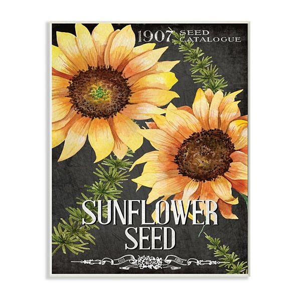 Stupell Home Decor Floral Sunflower Seed Vintage Catalog Design Wall Art