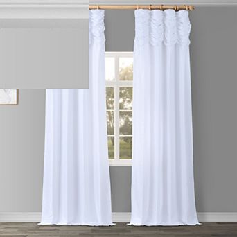 EFF Ruched Vintage Textured Faux Dupioni Silk Window Curtain