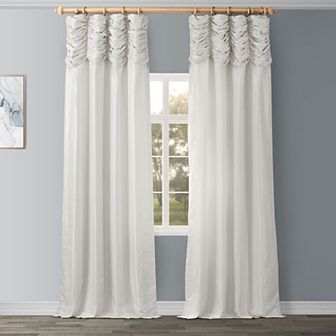 EFF Ruched Vintage Textured Faux Dupioni Silk Window Curtain