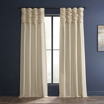 EFF Ruched Vintage Textured Faux Dupioni Silk Window Curtain