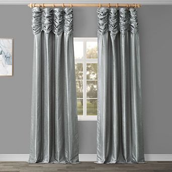 EFF Ruched Vintage Textured Faux Dupioni Silk Window Curtain