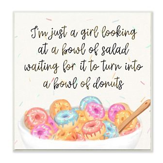 Girls Stupell Home Decor Just a Girl Looking for a Bowl of Donuts Food Phrase Wall Art