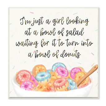 Girls Stupell Home Decor Just a Girl Looking for a Bowl of Donuts Food Phrase Wall Art