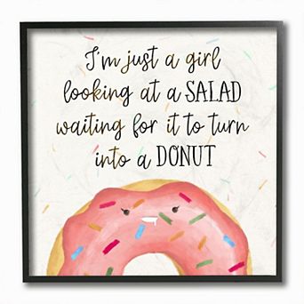 Girls Stupell Home Decor Just a Girl Looking at Salad Funny Food Phrase Black Frame Wall Art