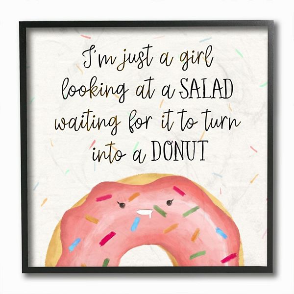 Girls Stupell Home Decor Just a Girl Looking at Salad Funny Food Phrase  Wall Art