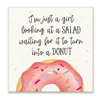 Girls Stupell Home Decor Just a Girl Looking at Salad Funny Food Phrase Wall Art