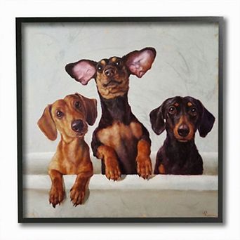 Stupell Home Decor Dachshunds in the Tub Pet Dog Bathroom Painting Wall Art