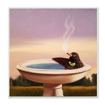Stupell Home Decor Birdbath Best Life Animal Alcohol Humor Bird Margarita Plaque Wall Art