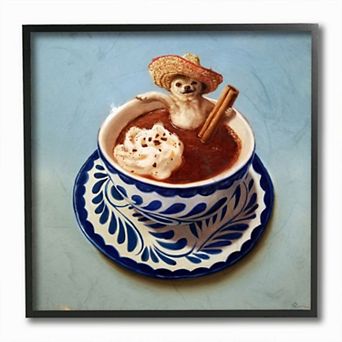 Stupell Home Decor Chihuahua Hot Chocolate Pet Animal Humor Cafe Wall Art