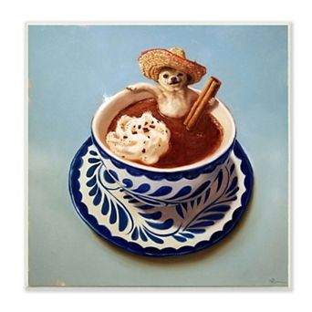 Stupell Home Decor Chihuahua Hot Chocolate Pet Animal Humor Café Wall Art