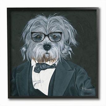 Stupell Home Decor Formal Dog in Suit Classy Menswear Glasses Portrait Wall Art