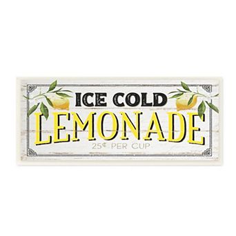 Stupell Home Decor Vintage Beverage Stand Sign Ice Cold Lemonade Phrase Wall Art