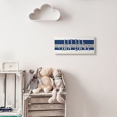 Stupell Home Decor Boy's Little Man Cave Playroom Sign Blue White Wall Art