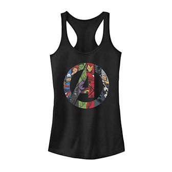 Juniors' Marvel Avengers Group Shot Comic Fill Logo Graphic Tank Top