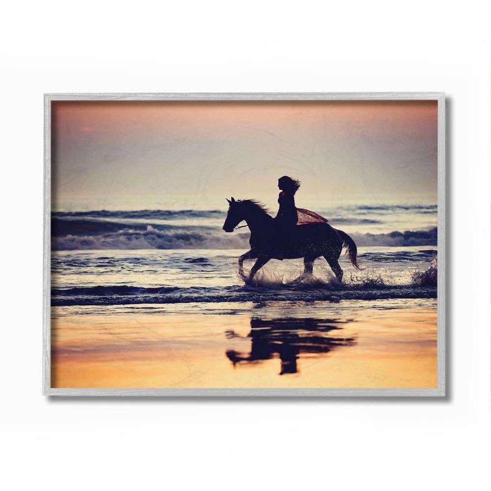 Stupell Home Decor Sunset Beach Horseback Rider Wall Art