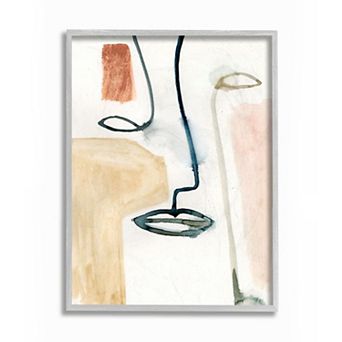 Stupell Home Decor Abstract Block Face Impression Wall Art - Gray Frame