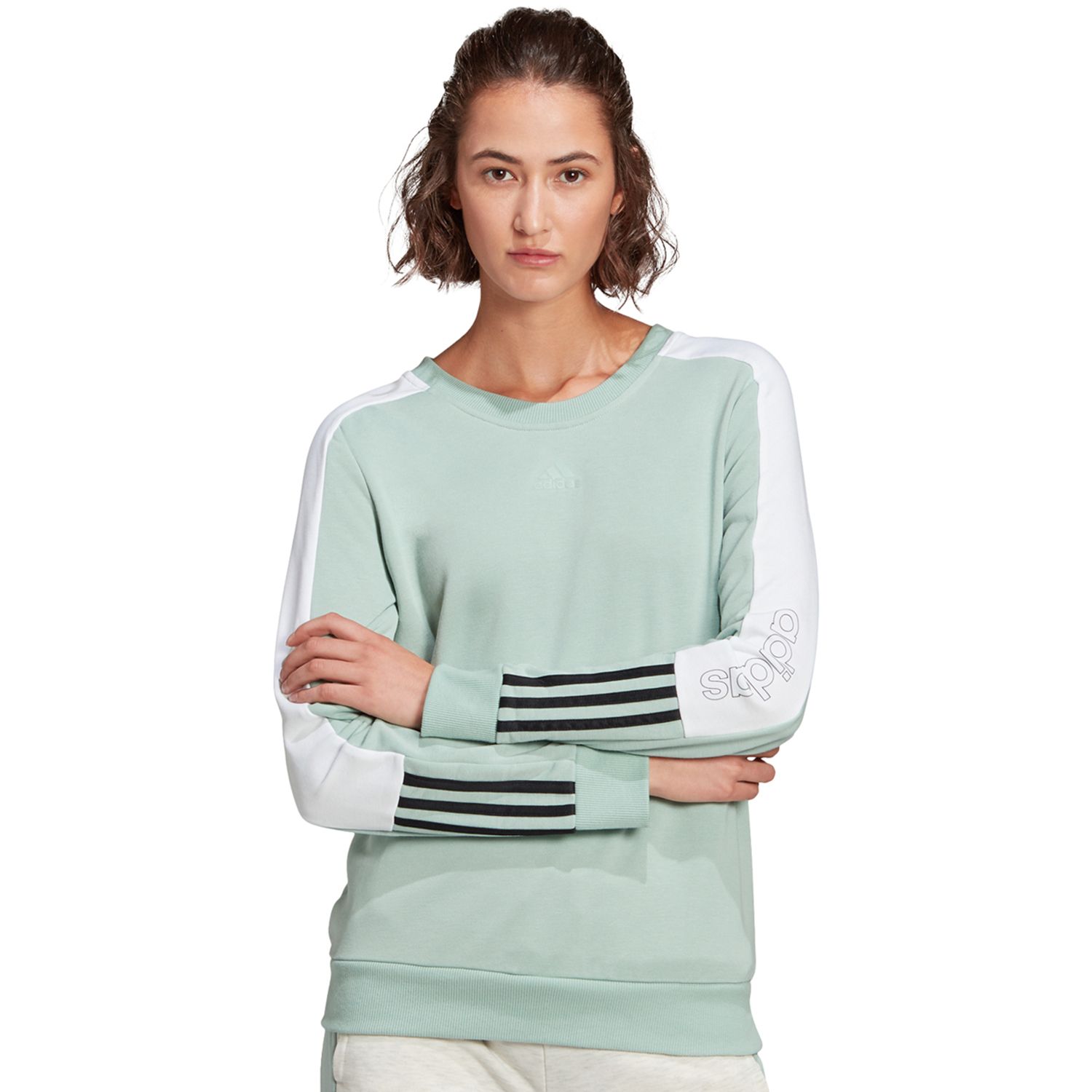 adidas linear colorblock sweat top