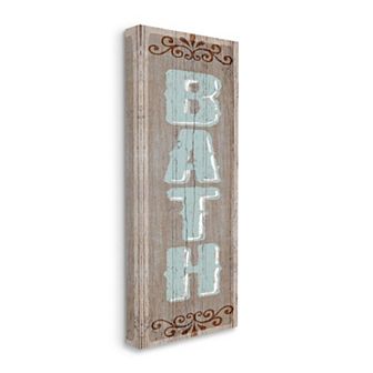 Stupell Home Decor Rustic Charm Bath Sign Canvas Wall Art