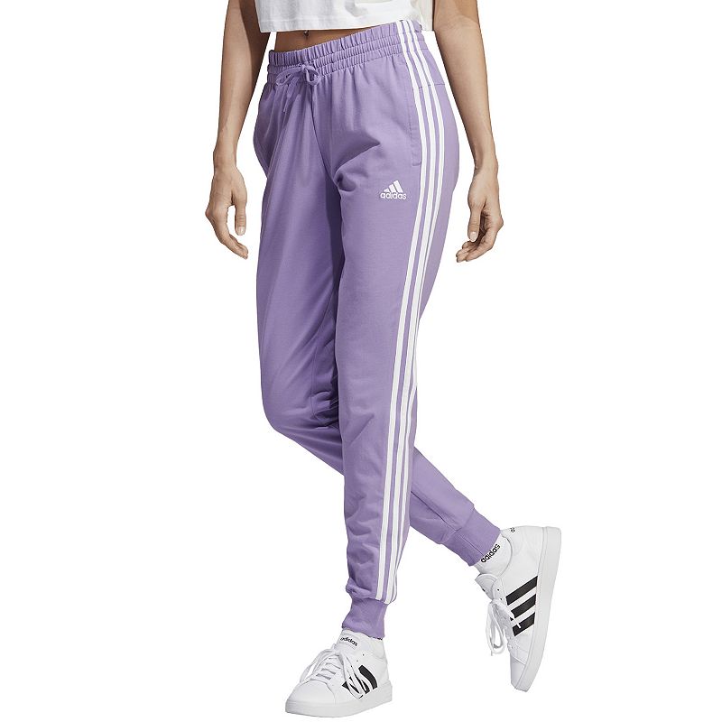 Womens adidas 3-Stripe Fitted Jogger Pants, Size: XS, Purple
