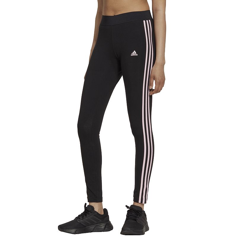 Womens adidas 3-Stripe High-Waisted Leggings, Size: XS, Black
