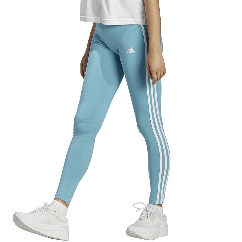 Womens adidas 3-Stripe High-Waisted Leggings, Size: XS, Turquoise/Blue