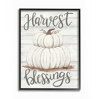 Stupell Home Decor Harvest Blessing Pumpkins Framed Wall Art