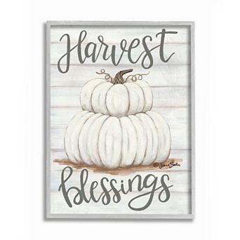 Stupell Home Decor Farm Harvest Blessing Pumpkins Framed Wall Art